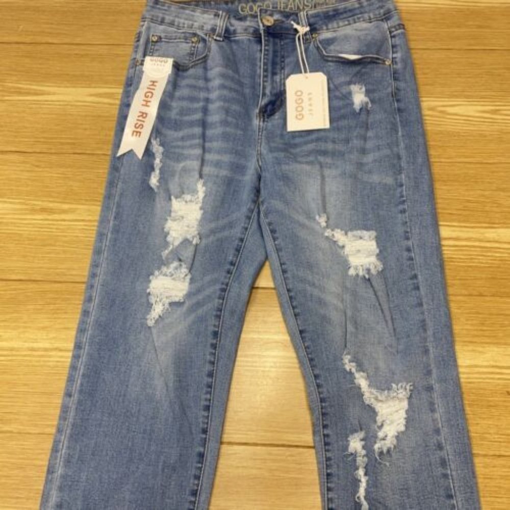 Womens Gogo Jean Skinny Jeans High Rise Distressed Denim Pants Size 14 - Picture 3 of 16